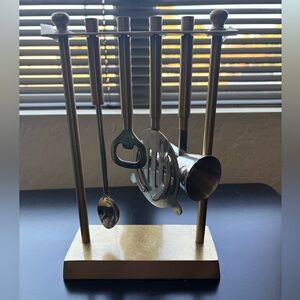 Bartender set (Gold) of 4 with stand